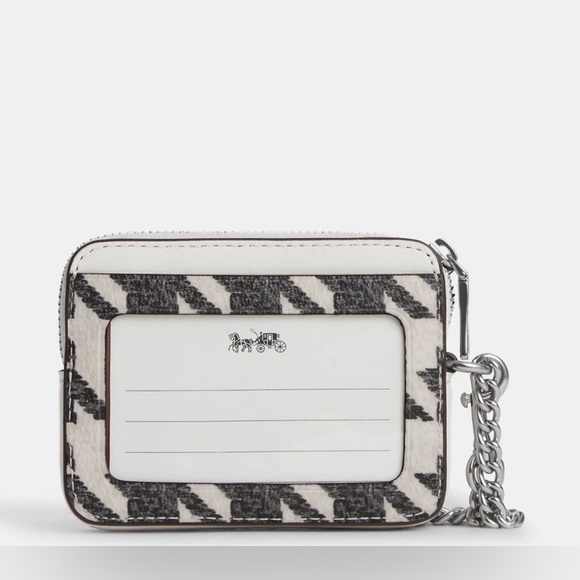 NWT Coach Outlet Zip Card Case With Houndstooth Print - Picture 2 of 2